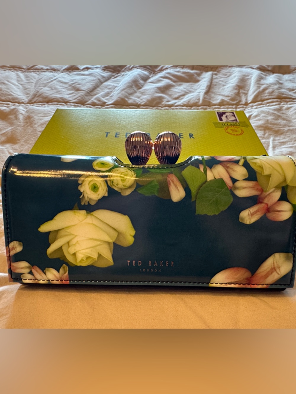 Ted Baker Kensington Floral Patent Clasp Clutch